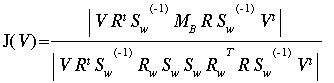 J(V) = abs(V*R^t*S[w]^(-1)*M[B]*R*S[w]^(-1)*V^t)/ab...